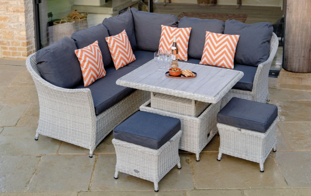 Small rattan adjustable corner garden dining set