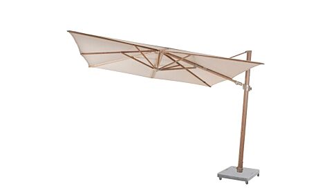 4 Seasons Outdoor Siesta Premium 3m Wood Effect Parasol with 125kg Wheeled Base - Sand