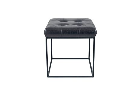 Pacific Lifestyle Arlo Steel Grey Leather & Iron Buttoned Stool
