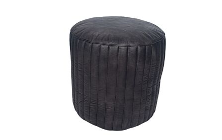 Pacific Lifestyle  Elia Steel Grey Leather Cylinder Pouffe