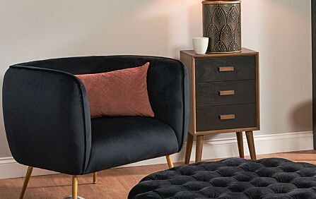 Pacific Lifestyle Lucca Black Velvet Chair with Gold Legs