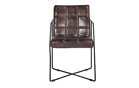 Pacific Lifestyle Graziano Mahogany Leather and Iron Arm Chair