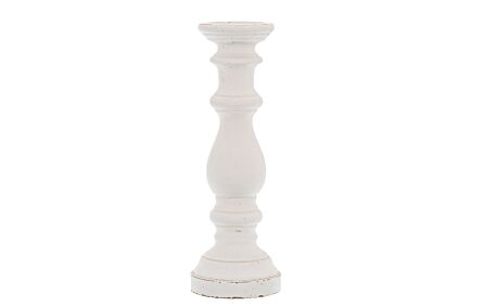Hill Interiors Matt White Large Ceramic Column Candle Holder