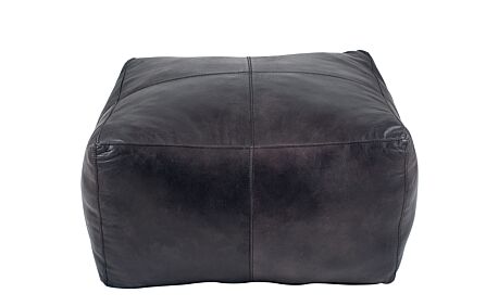 Pacific Lifestyle Matteo Steel Grey Leather Square Pouffe