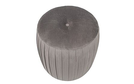 Pacific Lifestyle Bibbiana Dove Grey Velvet Buttoned Cylinder Pouffe