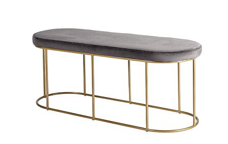 Pacific Lifestyle Nino Dove Grey Velvet Bench with Gold Metal Frame