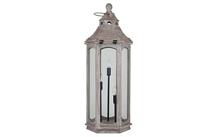Pacific Lifestyle Adaline Antique Wood Grey Lantern Floor Lamp