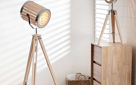 Pacific Lifestyle Staithes Natural & Silver Marine Tripod Floor Lamp