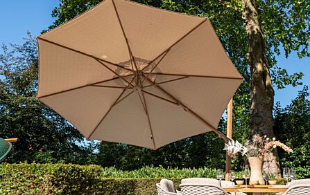4 Seasons Outdoor Siesta 3.5m Woodlook Cantilever Parasol with 125kg Granite Base - Sand