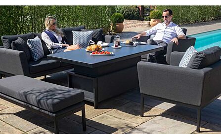 Maze Pulse 3 Seat Sofa Dining Set with Rising Table - Charcoal
