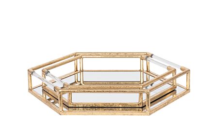 Pacific Lifestyle Gold Metal & Mirror S/2 Trays