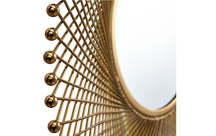 Pacific Lifestyle Gold Metal Fretwork Round Wall Mirror Pacific Lifestyle Gold Metal Fretwork Round Wall Mirror