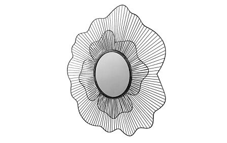 Pacific Lifestyle Black Metal Floral Frame Round Wall Mirror Pacific Lifestyle Black Metal Floral Frame Round Wall Mirror