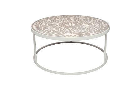 Pacific Lifestyle Antique White & Cream Wood & Iron Coffee Table