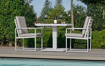 Maze Amalfi 3 Piece Aluminium Bistro Set with Rising Table - White