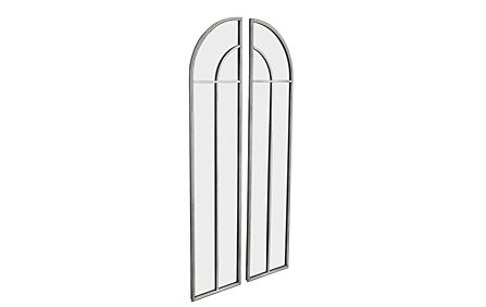 Hill Interiors Antique Silver Arch Window Mirror Set
