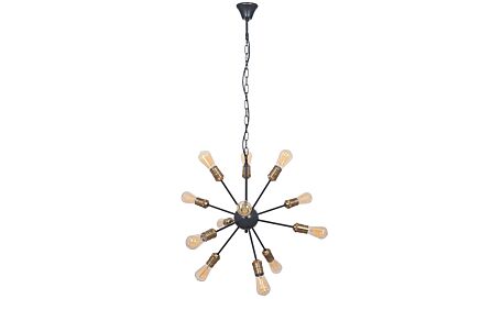 Pacific Lifestyle Aquila Black and Brass Metal Twelve Light Sputnik Pendant
