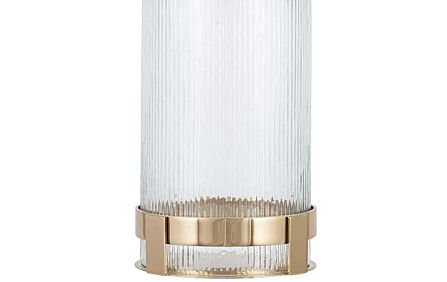 Pacific Lifestyle Gold Metal and Clear Textured Glass Tall Hurricane