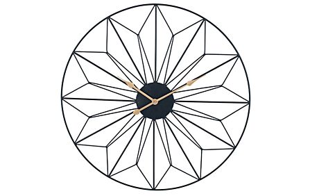 Pacific Lifestyle Black and Gold Metal Geo Design Round Wall Clock