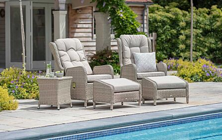 Bramblecrest Chedworth Deluxe Recliner Set with Footstools & Side Table - Sandstone Bramblecrest Chedworth Deluxe Recliner Set with Footstools & Side Table - Sandstone
