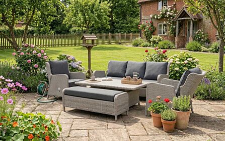 Bramblecrest Chedworth Reclining Three Seat Sofa Set with Adjustable Table - Dove Grey