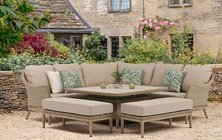 Bramblecrest Monterey Vogue Square Sofa with Adj Piston Casual Dining Table & 2 Benches - Sandstone Bramblecrest Monterey Vogue Square Sofa with Adj Piston Casual Dining Table & 2 Benches - Sandstone