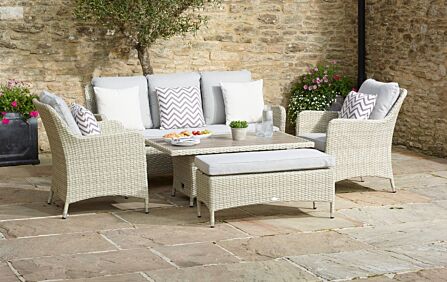 Bramblecrest Tetbury 3 Seat Rattan Sofa Set with Adjustable Table & Tree-Free Top - Nutmeg Bramblecrest Tetbury 3 Seat Rattan Sofa Set with Adjustable Table & Tree-Free Top - Nutmeg