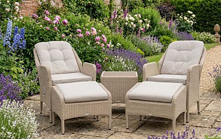 Bramblecrest Tetbury Rattan Garden Recliner Chair Set with Side Table - Nutmeg