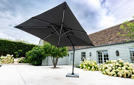 Bramblecrest Truro 3M Square LED Grey Parasol inc Granite Base - FREE cover Bramblecrest Truro 3M Square LED Grey Parasol inc Granite Base - FREE cover