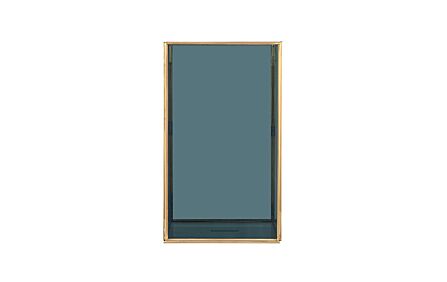 Pacific Lifestyle Smoked Glass and Brass Metal Large Square Hurricane