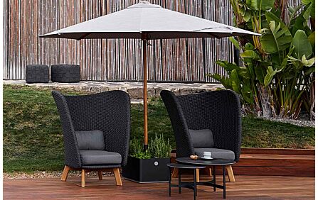Cane-Line Classic Centre Pole Light Grey 2.4M Parasol with Pulley System & Teak Pole & Grow Parasol Base Cane-Line Classic Centre Pole Light Grey 2.4M Parasol with Pulley System & Teak Pole & Grow Parasol Base