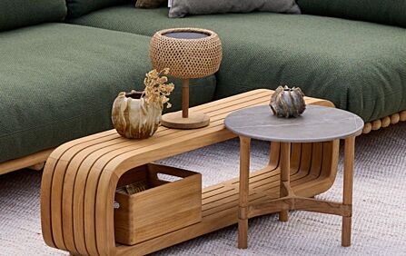 Cane-Line Twist Teak Coffee Table - Fossil Grey Ceramic Top