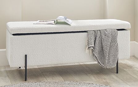 Pacific Lifestyle Catania Bouclé Storage Bench With Black Legs