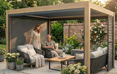 Celtic Leisure Saturn 3m x 4m Aluminium Pergola - Wood Effect