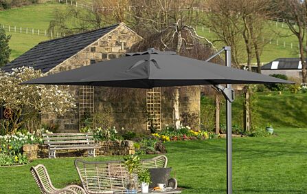 Pacific Lifestyle Challenger T2 3.5 x 2.6m Rectangular Anthracite Free Arm Parasol With 90kg Wheeled Base Pacific Lifestyle Challenger T2 3.5 x 2.6m Rectangular Anthracite Free Arm Parasol With 90kg Wheeled Base