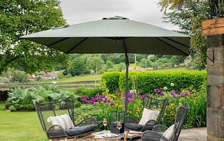 Pacific Lifestyle Challenger T2 3m Square Olive Free Arm Parasol With 90kg Wheeled Base Pacific Lifestyle Challenger T2 3m Square Olive Free Arm Parasol With 90kg Wheeled Base