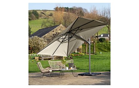 Pacific Lifestyle Challenger T2 3m Square Olive Free Arm Parasol With 90kg Wheeled Base Pacific Lifestyle Challenger T2 3m Square Olive Free Arm Parasol With 90kg Wheeled Base