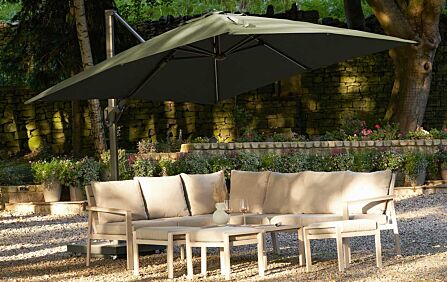 Platinum Glow Challenger T2 Square 3m Premium Lush Green Free Arm Parasol