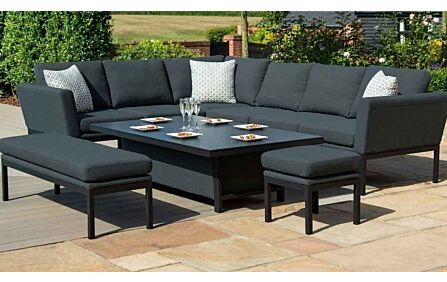Maze Pulse Rectangular Corner Dining Set with Adjustable Table - Charcoal Maze Pulse Rectangular Corner Dining Set with Adjustable Table - Charcoal