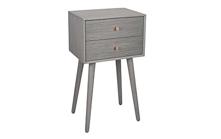 Pacific Lifestyle Chaya dark Grey Pine Wood 2 Drawer Bedside Table