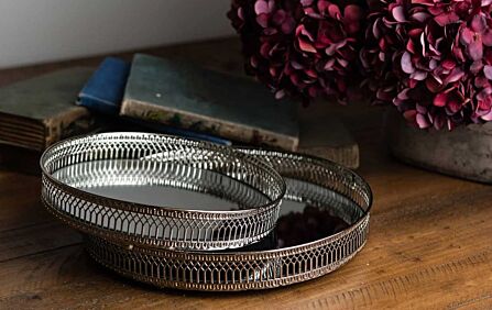 Hill Interiors Set Of Two Circular Nickel Trays