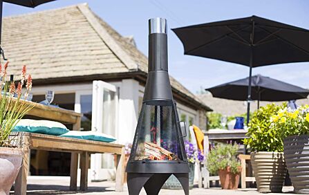 La Hacienda Colorado Steel Chimenea with Mesh Doors-Medium