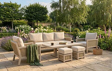 JB Furniture Exclusive Conrad Rattan Three Seat Adjustable Garden Sofa Set - Latte