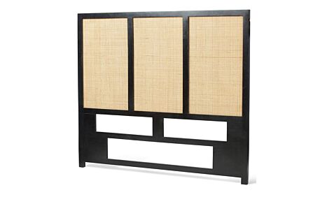 Desser Venice Rattan & Wood Headboard For Double Beds In Black
