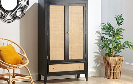 Desser Venice 2 Door Black Wardrobe With Drawer