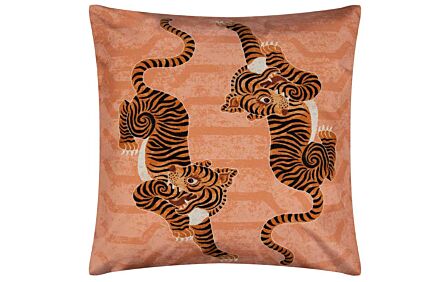 Furn. Tibetan Tiger Outdoor Cushion - Coral Furn. Tibetan Tiger Outdoor Cushion - Coral