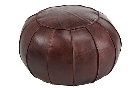 Pacific Lifestyle Giona Mahogany Leather Round Pouffe