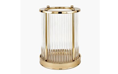 Pacific Lifestyle Gold Metal And Clear Textured Glass Large Hurricane