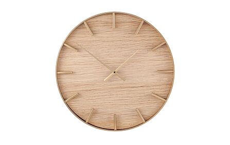 Pacific Lifestyle Gold Metal and Natural Wood Round Wall Clock