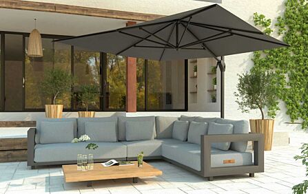 Four Seasons Outdoor Hacienda 300 x 400 cm Parasol with 125kg Siesta Granite Grey Base with Wheels - Grey Four Seasons Outdoor Hacienda 300 x 400 cm Parasol with 125kg Siesta Granite Grey Base with Wheels - Grey